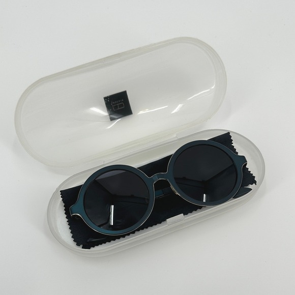 Capuchin‎ Round Sunglasses Teal Blue Matte Metal Circle Frames 50-20-140-48 Capuchin Round Sunglasses Teal Blue Matte Metal Circle  main image 2